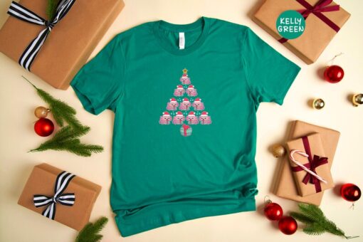 Christmas Axolotl Tree Shirt, Axolotl Lover T-Shirt, Pink Christmas Tree, Santa Axolotl Shirt, Christmas Party Shirt