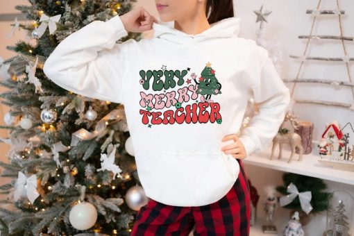 Very Merry Teacher T-Shirt, Christmas Teacher Hoodie, Teaching Shirt, Christmas Teacher Gift, Christmas Tee, Happy Christmas