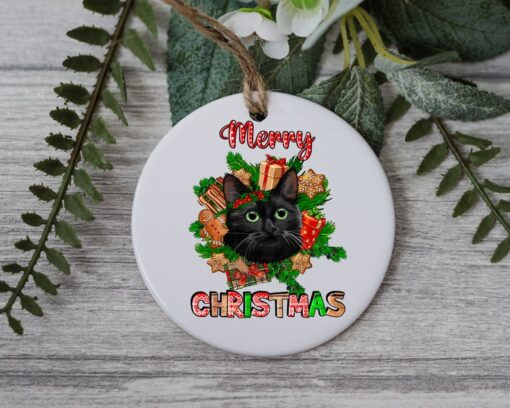 Bombay Cat Merry Christmas Light, Personalized Pet Ornament With Name, Custom Cat Christmas Ornament, Xmas Pet Gift