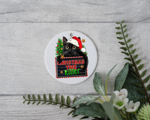 Bombay Cat with Christmas Tree , Personalized Pet Ornament With Name, Custom Cat Christmas Ornament