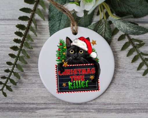 Bombay Cat with Christmas Tree , Personalized Pet Ornament With Name, Custom Cat Christmas Ornament