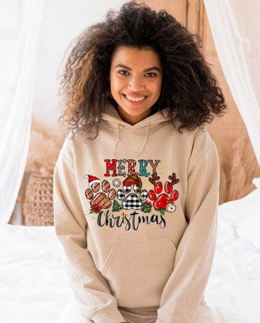 Merry Christmas Paws Hoodie, Christmas Hoodie, Merry Christmas, Paws Hoodie, Christmas Dog Hoodie