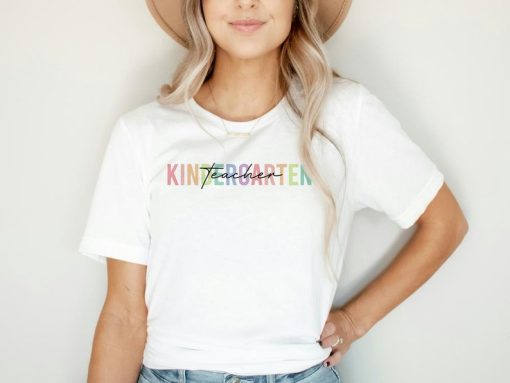 Minimalist Kindergarten Teacher Shirt, Boho New Teacher Gift, Cute Teacher Life Tee, First Day of School Teacher Tshirt