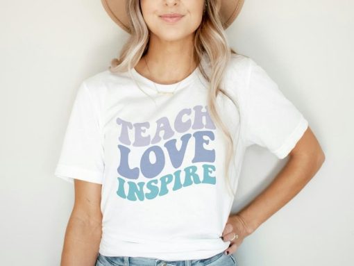 Teach Love Inspire Shirt, Teacher Appreciation Shirt, Inspirational Teacher Shirts, Cute Retro Teacher T-Shirt