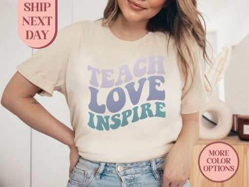 Teach Love Inspire Shirt, Teacher Appreciation Shirt, Inspirational Teacher Shirts, Cute Retro Teacher T-Shirt