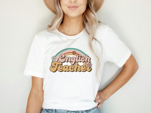 English Teacher Floral Shirt, Gift For English Teacher, Retro Women Teacher Tees, Cute English Teacher T-Shirt, Back to School