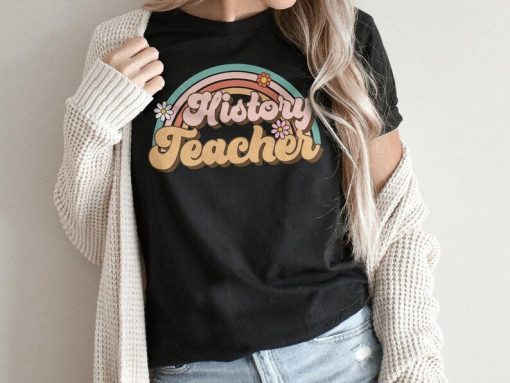 History Teacher Floral Shirt •Funny History Teacher Tee •Gift Idea For Historian •Rainbow Teacher Apparel •History Tutor Shirt