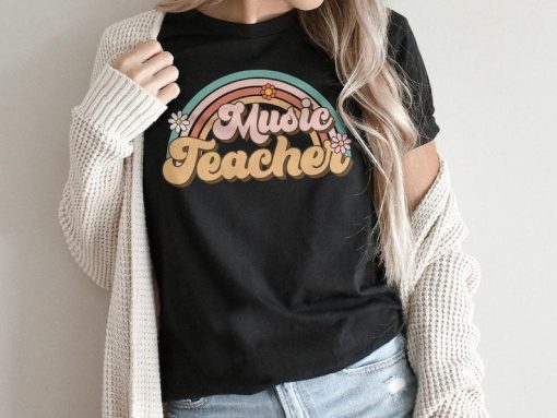 Music Teacher Floral Shirt •Retro Music Teacher T-Shirt •Cute Musician Gift Clothes •Appreciation Gift Shirt For Music Teacher