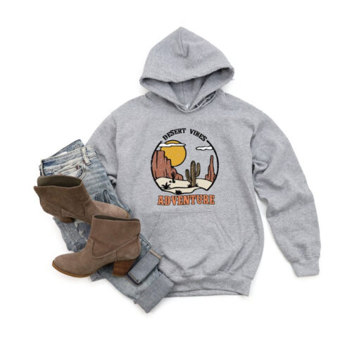 Desert Vibes Adventure Hoodie, Camping Hoodie, Wild West Hoodie, Best Cactus Hoodie