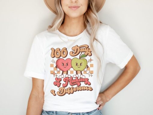 100 Days Of Making A Difference Shirt | Retro Teacher T-Shirt | Cute Gift for Teacher