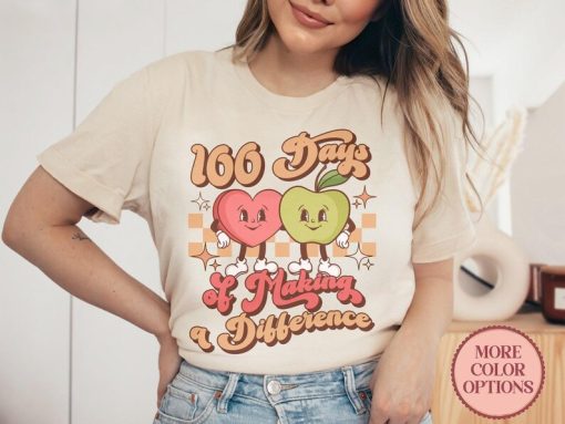 100 Days Of Making A Difference Shirt | Retro Teacher T-Shirt | Cute Gift for Teacher