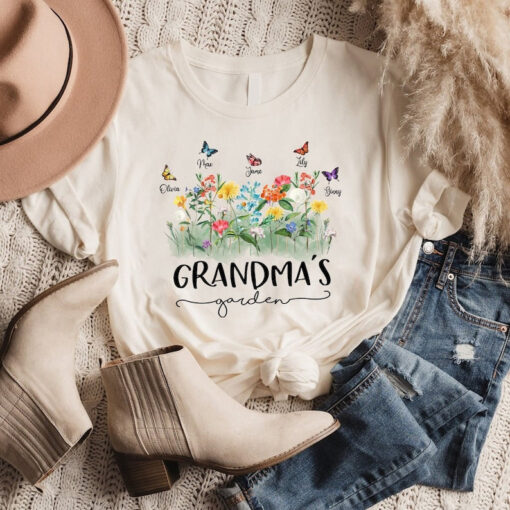 Grandma's Garden Shirt, Birth Flowers Shirt With Kids Names, Personalized Mom Shirt, Mother's Day Gift