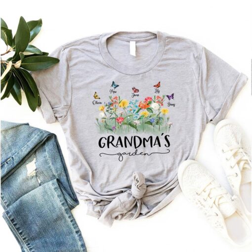 Grandma's Garden Shirt, Birth Flowers Shirt With Kids Names, Personalized Mom Shirt, Mother's Day Gift