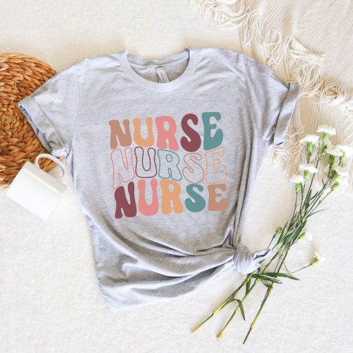 Groovy Blue Nurse Sweatshirt, Retro Nurse Shirts, RN, Unisex Crewneck Sweatshirt, Graduation Gift, Nursing School, Nurses Week Appreciation