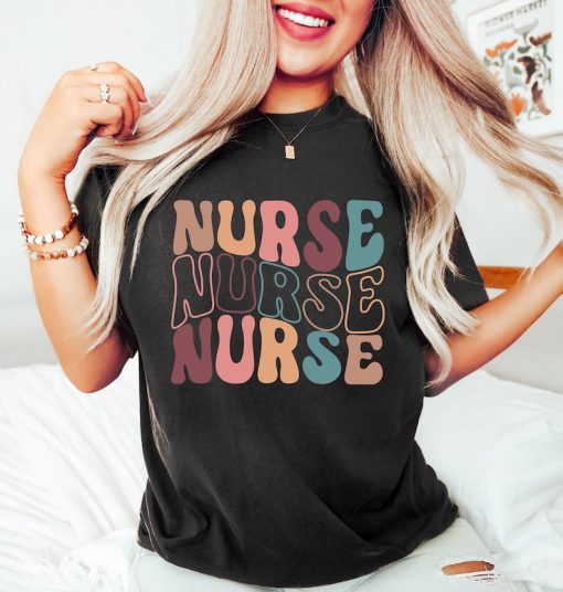 Groovy Blue Nurse Sweatshirt, Retro Nurse Shirts, RN, Unisex Crewneck Sweatshirt, Graduation Gift, Nursing School, Nurses Week Appreciation