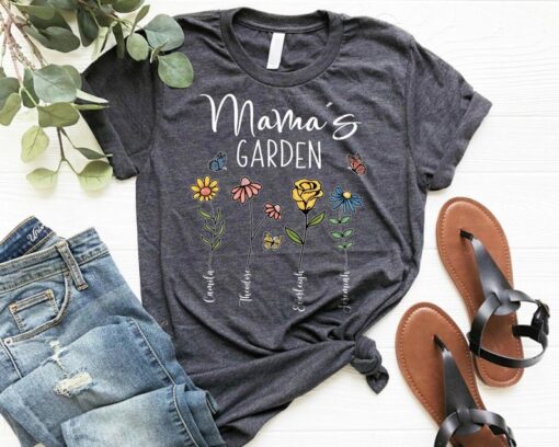 Personalized Mama's Garden Shirt, Custom Birth Month Flower Shirt, Custom Mama With Kids Shirt, Mothers Day Gift