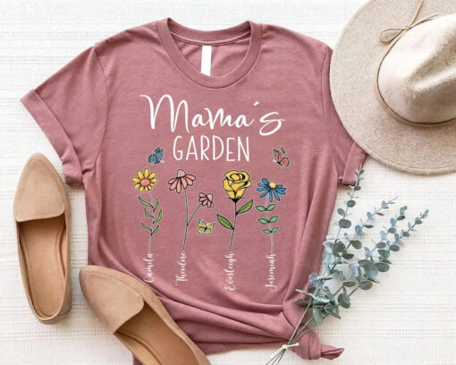 Personalized Mama's Garden Shirt, Custom Birth Month Flower Shirt, Custom Mama With Kids Shirt, Mothers Day Gift