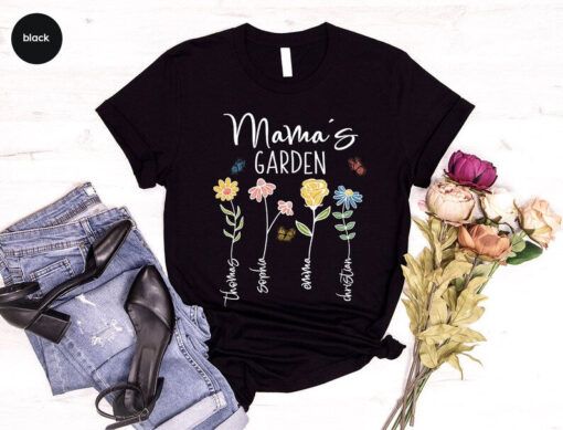 Custom Mothers Day Shirt, Personalized Mom Gift, Mothers Day Gift, Mama's Garden T-Shirt, Customized Mom Tee