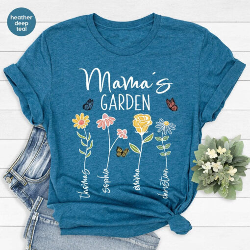 Custom Mothers Day Shirt, Personalized Mom Gift, Mothers Day Gift, Mama's Garden T-Shirt, Customized Mom Tee