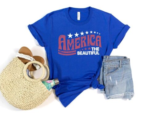 America The Beautiful Shirt, 4th of July Party Shirt, Retro Style 4th of July Shirt, Independence Day Shirt For Gift