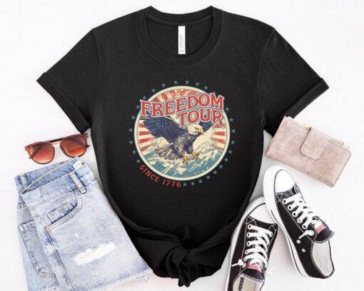 Freedom Tour, Born to Be Free T-Shirt, American Eagle Shirt, Independence Day Shirt, Patriotic Shirt, 4th of July Shirt