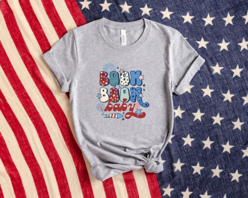 Boom Boom Baby, 4th Of July Fireworks Shirt, Aesthetic 4th Of July Shirt, All American Shirt, Patriotic Gift, Independence Day