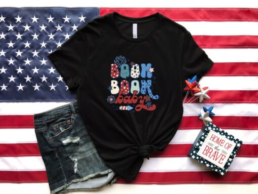 Boom Boom Baby, 4th Of July Fireworks Shirt, Aesthetic 4th Of July Shirt, All American Shirt, Patriotic Gift, Independence Day