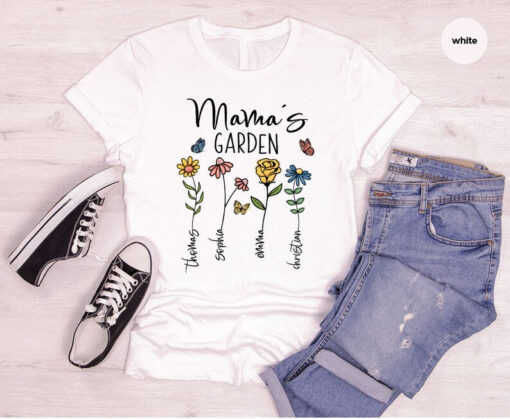 Custom Mothers Day Shirt, Personalized Mom Gift, Mothers Day Gift, Mama's Garden T-Shirt, Customized Mom Tee