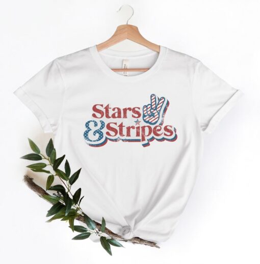 Stars and Stripes Shirt, Retro American Flag Shirt, 4th of July Shirts, Stars Peace and Stripes Retro, America Day Shirt