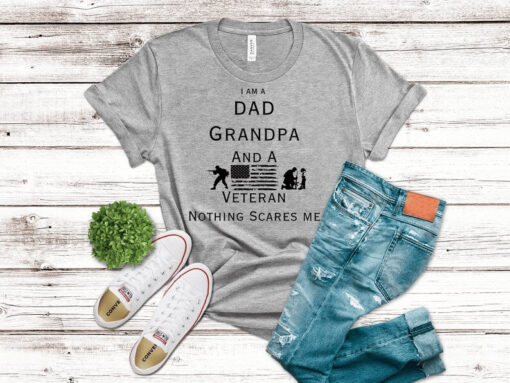 Dad Grandpa And A Veteran Shirt, Veteran Grandpa Shirt, Fathers Day Gift For Dad and Grandpa, Military Dad Shirt