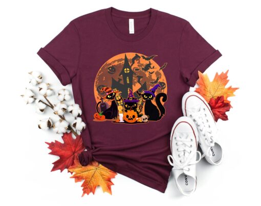 Black Cat Halloween Shirt, Fall Pumpkin Halloween Shirt, Witch Spooky Shirt, Funny Halloween shirt, Halloween Gift