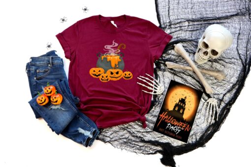 Cute Halloween Shirt, Witch boiling pot, Happy Halloween Shirt, , Halloween pumpkin Shirt, Spider