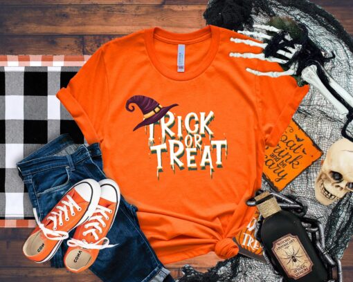 Cute Halloween Shirt, Trick or Treat Witch hat Shark Shirt, , Halloween pumpkin Spider, Halloween boys boy Shirt