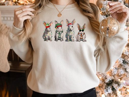 Christmas Rabbits Lights Sweatshirt, Christmas Bunnies Gift Sweatshirt