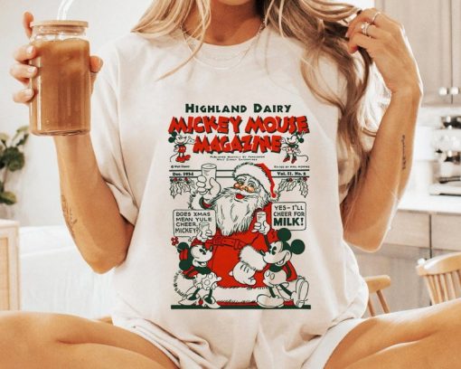 Mickey Minnie Mouse Santa Claus Magazine Shirt, Vintage Disney Xmas T-shirt