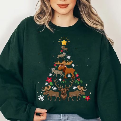 Funny Moose christmas tree shirt,Moose Christmas Sweatshirt