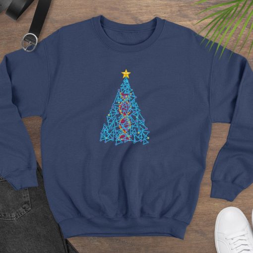 DNA Christmas Tree Protein Presents Sweatshirt, Science Biology Chemistry Sweatshirt