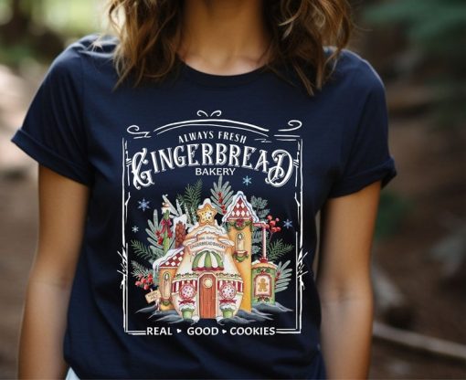 Gingerbread Bakery Tshirt, Retro Christmas Cookie T-Shirt