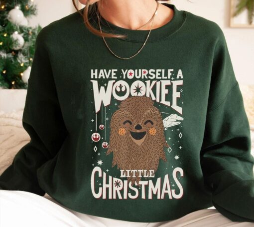 Wookiee Little Christmas Sketched Sweatshirt, Star Wars Christmas Sweatshirt