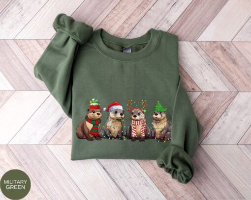 Otters Christmas Lights Sweatshirt