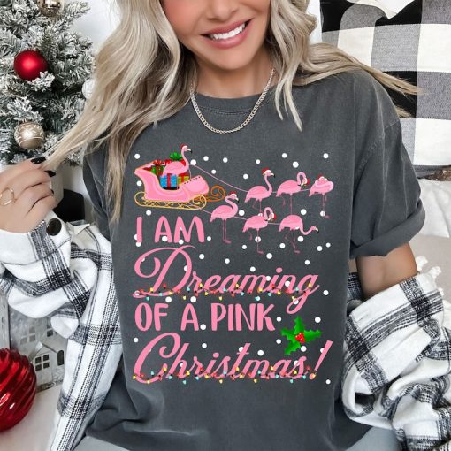 I'm Dreaming of a Pink Christmas Flamingo Pajamas for Girls T-Shirt