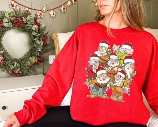 Santa Seven Dwarfs Characters Christmas Light Sweatshirt