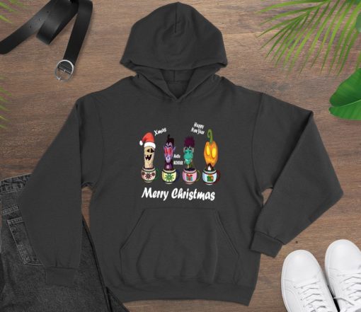 Merry Christmas Horror Movie Characters Teacup Hoodies, Christmas Famous Killer Hoodies