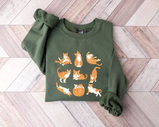 Cute Orange Cat Shirt, Orange Cat Sweatshirt, Orange Cat Mom Sweatshirt