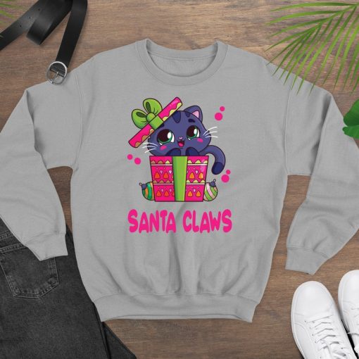 Santa Claws Cat Sweatshirt, Funny Christmas Sweatshirt