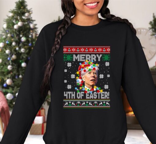 Happy Easter Funny Confused Joe Biden Ugly Christmas Sweater