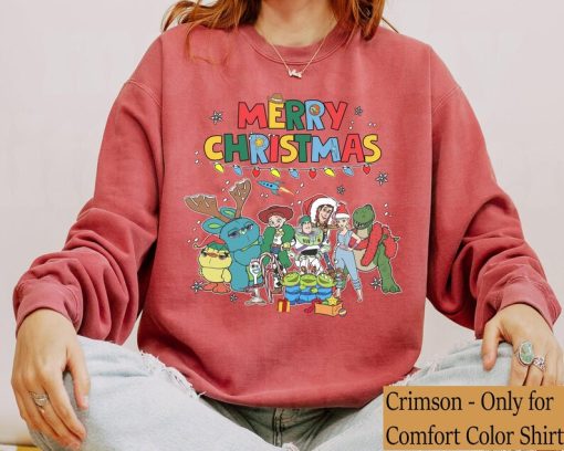 Toy Story Group Characters Christmas Lights Sweatshirt, Woody Buzz Lightyear Jessie