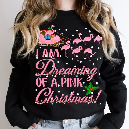 I'm Dreaming of a Pink Christmas Flamingo Pajamas for Girls Sweatshirt