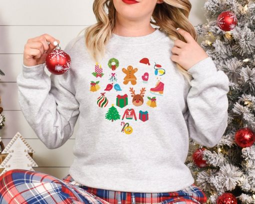 Christmas Heart Sweatshirt, Christmas Women Sweatshirt