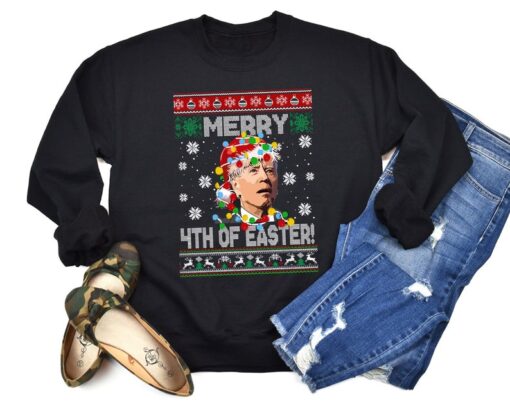 Funny Biden Christmas Sweatshirt, Merry 4th Of Easter Sweatshirt